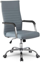 Sofotel Scaun de birou, Sofotel Boston, gri, tapițerie din piele ecologică, cotiere și bază tip stea cromate, mecanism de balans TILT, roți gumate, spătar ergonomic