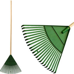 Strend Pro Greblă pentru frunze, greblă, Strend Pro Garden, verde, 22 dinți, cap din plastic, coadă din lemn, lățime de lucru 49 cm, coadă 164, 5 cm Grebla