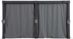  Perete lateral pentru pergolă, Matterhorn, gri, 406 × 306 cm, set de 4 perdele, cu cârlige de agățare, poliester, cu fermoar, impermeabil, rezistent la UV
