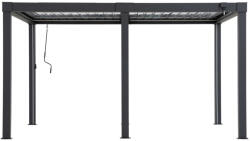  Pergolă, Matterhorn, antracit, 406 × 306 cm, înălțime: 223 cm, cu iluminare LED, structură din aluminiu, impermeabilă, rezistentă la UV, acoperiș cu lamele reglabile