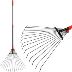 Strend Pro Greblă pentru frunze, greblă, Strend Pro Garden R114, negru/roșu, cu 15 dinți, cap din oțel, coadă metalică, lățime de lucru 19-59 cm, coadă 79-160 cm, lățime reglabilă, coadă telescopică Grebla