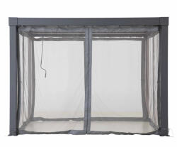  Perete lateral pentru pergolă, Matterhorn, gri, 306 × 306 cm, set plasă anti-țânțari, 4 piese, cu agățători, poliester, cu fermoar, impermeabil, rezistent la UV