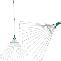 Strend Pro Greblă pentru frunze, greblă, Strend Pro Garden, argintiu, 15 dinți, cap din oțel, coadă din aluminiu, lățime de lucru 19-54 cm, coadă 78-158 cm, lățime reglabilă, coadă telescopică Grebla