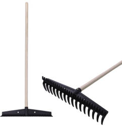 Strend Pro Greblă de grădină, Strend Pro Premium S891, neagră, 16 dinți, cap din plastic, coadă din lemn, lățime de lucru 44, 5 cm Grebla