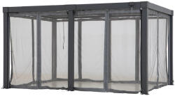  Perete lateral pergola, Matterhorn, gri, 406 × 306 cm, set de 4 plase de țânțari, cu cârlige, poliester, cu fermoar, impermeabil, rezistent UV