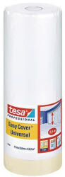 tesa Bandă de mascare și folie de acoperire, Tesa Pro Easy Cover Universal, transparentă, 260 cm x 17 m, cu bandă adezivă, folie HDPE, pentru pardoseală, pentru mobilier, pentru pereți