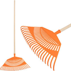 Strend Pro Greblă pentru frunze, greblă, Strend Pro R144, verde, cu 23 de dinți, cap din plastic, coadă din lemn, lățime de lucru 54 cm, coadă 125 cm Grebla