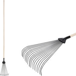 Strend Pro Greblă pentru frunze, greblă, Strend Pro Garden, negru, cu 18 dinți, cap din oțel, coadă din lemn, lățime de lucru 22, 5 cm, coadă 200 cm Grebla