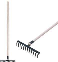 Strend Pro Greblă de grădină, Strend Pro Garden, neagră, cu 12 dinți, cap din oțel, coadă din lemn, coadă 160 cm Grebla