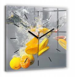 Foto Üveg Falióra Modern enteriőrökbe Citrus a vízben 60x60 cm (010010500080200259663)