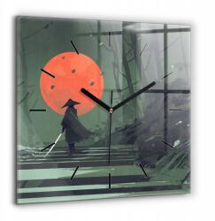 Foto Üveg Falióra Modern Beltéri Szamuráj az erdőben 60x60 cm (010010500080200076689)