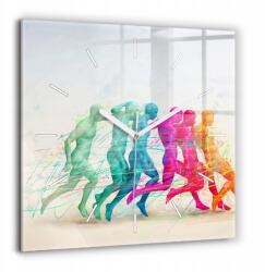 Foto Üveg Falióra Modern enteriőrökbe Színes emberek 60x60 cm (010010500080100270881)