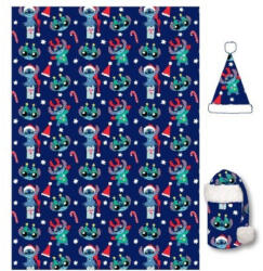  Disney Lilo és Stitch, A csillagkutya Holiday Karácsonyi flanel takaró és sapka szett