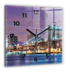 Foto Üveg Falióra Brooklyn híd és East River 60x60 cm (010010500080200269521)