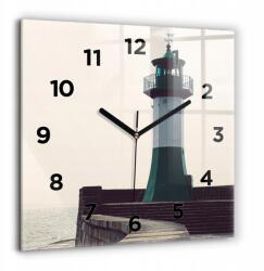  Négyzet alakú Dekoratív Üvegóra Mintával Világítótorony és tenger 60x60 cm (010010500080200270236)
