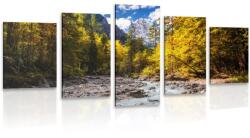 Dovido Tablou 5-piese peisaj montan pitoresc - 100x50