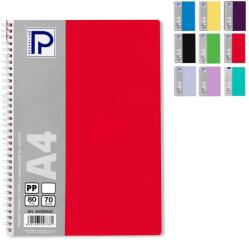 PAPERLAND Caiet cu spirala A4, 80 file, velin, coperta plastic, PAPERLAND PP400 gri