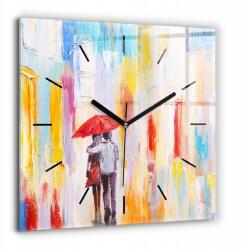 Foto Üveg Falióra Modern enteriőrökbe Pár az esőben 60x60 cm (010010500080200257921)