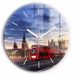 Foto Üveg Falióra Konyha Piros London busz fi60 cm (010010500050100271462)