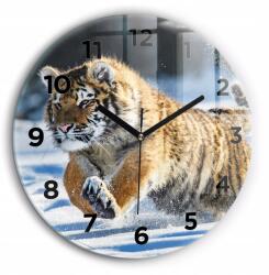  Dekoratív Négyzet alakú Fotó Üveg Falióra Ugráló tigris fi60 cm (010010500050200268860)