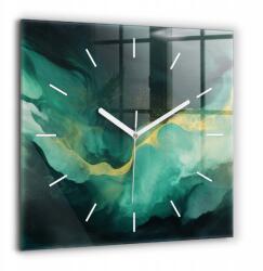  Modern Négyzet alakú Fotó Üveg Falióra Zöld márvány 60x60 cm (010010500080100271628)