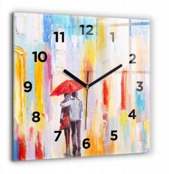 Foto Üveg Falióra Modern enteriőrökbe Pár az esőben 60x60 cm (010010500080200269149)