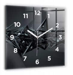  Négyzet alakú Dekoratív Üvegóra Grafikával Fekete absztrakt 60x60 cm (010010500080100273594)