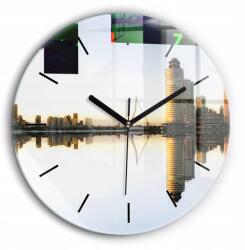 Foto Üveg Falióra Modern enteriőrökbe Város a folyóparton fi60 cm (010010500050200268394)