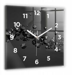  Modern Üveg Falióra Nyomtatott Fekete Absztrakt 60x60 cm (010010500080100273574)