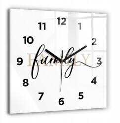  Nagy Négyzet alakú Üveg Falióra Lakásba Családi Felirat Mintával 60x60 cm (010010500080200269617)