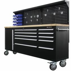 Forsage FS-14932 garázsba való munkapad, 213 x 49 cm, hátsó fallal és 10 fiókkal (14932)