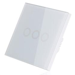 Techstar Intrerupator Touch Techstar®, Sticla Securizata, Design Modern, Iluminare LED, 3 Faze, Alb (SKU1618)