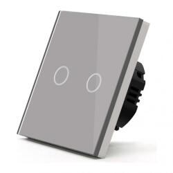 Techstar Intrerupator Touch Techstar®, Sticla Securizata, Design Modern, Iluminare LED, 2 Faze, Gri (SKU2249)