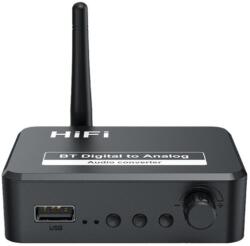Techstar Convertor Audio Digital la Analog Techstar® OT13, Compatibil Bluetooth 5.1, USB, AUX 3.5 mm, Cablu audio optic, RCA, Negru (SKU2977)