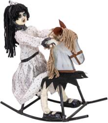Europalms Halloween Figure Girl on rocking Horse, animated, 72cm (83316183)