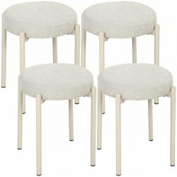 HOMCOM Set de 4 Taburete Stivuite Rotunde cu Șezut Tapițat, fără Spătar, Economisire de Spațiu, 45 x 45 x 47, 5 cm, Crem | Aosom Romania (83A-577V00CW)