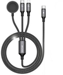 Awei W23 3 az 1-ben adatkábel, USB-C/Lightning/Apple Watch, 100W/10W/2, 5W, 120cm, fekete