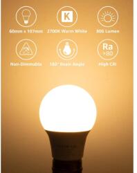 Lepro LED izzó E27 A60 8.5W 2700K meleg fehér 3 db 100089-WW-EU-3