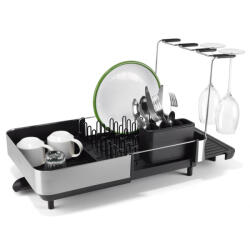 Joseph Joseph Uscator de vase Joseph Joseph Extend Steel Plus 6500040, Pana la 16 piese, Extensibil, Sine pentru pahare, Scurgere, Demontabil, Otel inoxidabil, Negru (6500040) Uscator vase