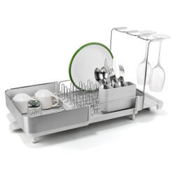 Joseph Joseph Uscator de vase Joseph Joseph Extend Steel Plus 6500041, Pana la 16 piese, Extensibil, Sine pentru pahare, Scurgere, Demontabil, Otel inoxidabil, Alb (6500041) Uscator vase
