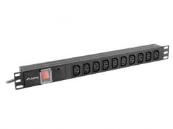 Lanberg Prelungitor Surge protector Rack PDU 19 inch 1U 10A 10X IEC C13 2m C14 black (PDU-10I-0200-IEC-BK) - vexio