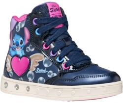 GEOX pantofi pentru fete fără căptușeală, cu talpă înaltă, cu șireturi și fermoar - Stitch albastru închis/fucsia (14FD1B)