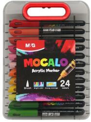 M&G Marker acrilic M&G MOCALO, vârf pensulă - set de 24 de culori