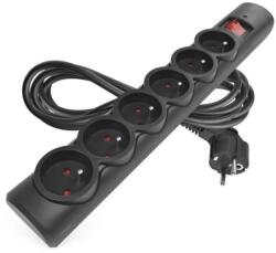 EMOS Protecție la supratensiune - 6 prize, 3 m, negru