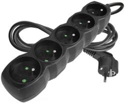 EMOS Cablu prelungitor 2 m / 5 prize / negru / PVC / 1 mm2