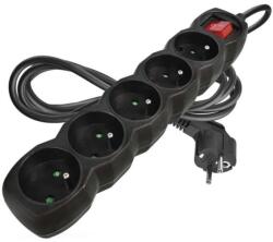 EMOS Cablu prelungitor 2 m / 5 prize / cu întrerupător / negru / PVC / 1 mm2