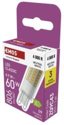 EMOS Bec LED Classic JC / G9 / 4, 9 W (60W) / 806 lm / Alb neutru