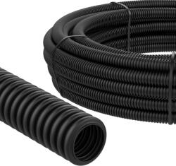 AUPROTEC Bordázott Kábelcső Hasítatlan 7, 5 mm Belső Átmérő 2 m Fekete UV-álló Földalatti Kábelek Védelmére