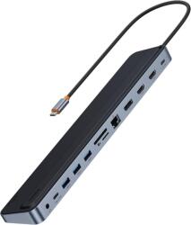 Baseus 12 az 1-ben Laptop Dokkoló Állomás Triple Display, 2x 4K HDMI, DP, 100W PD, 3x USB 3.0, USB-C, Gigabit Ethernet, SD/TF kártyaolvasó MacBook Dell HP Surface