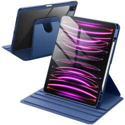 JETech Forgó iPad Pro 12, 9" Tok (6/5/4/3 generáció) - Tengerészkék, Elforgatható Állvánnyal